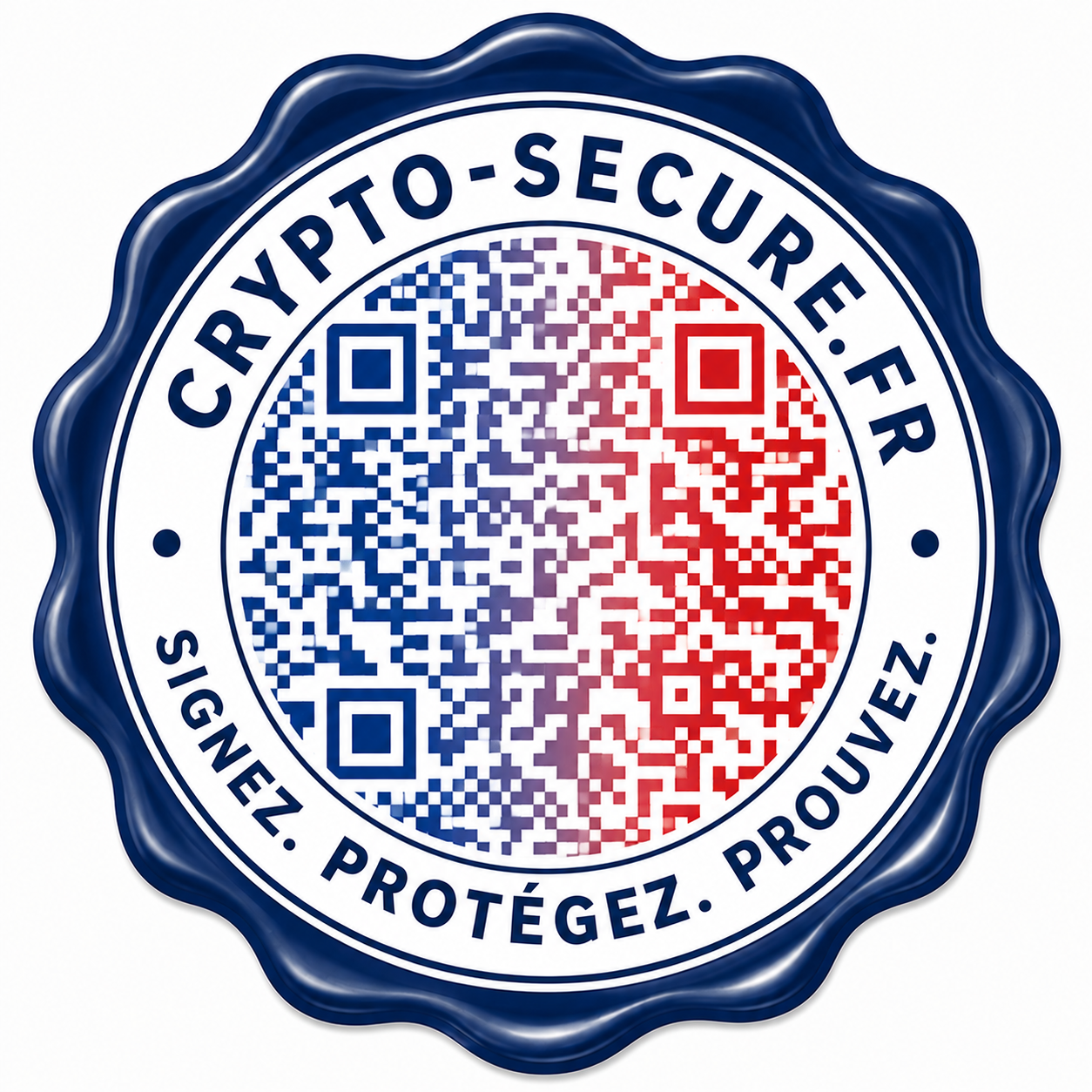 Sceau officiel Crypto-Secure avec QR Code